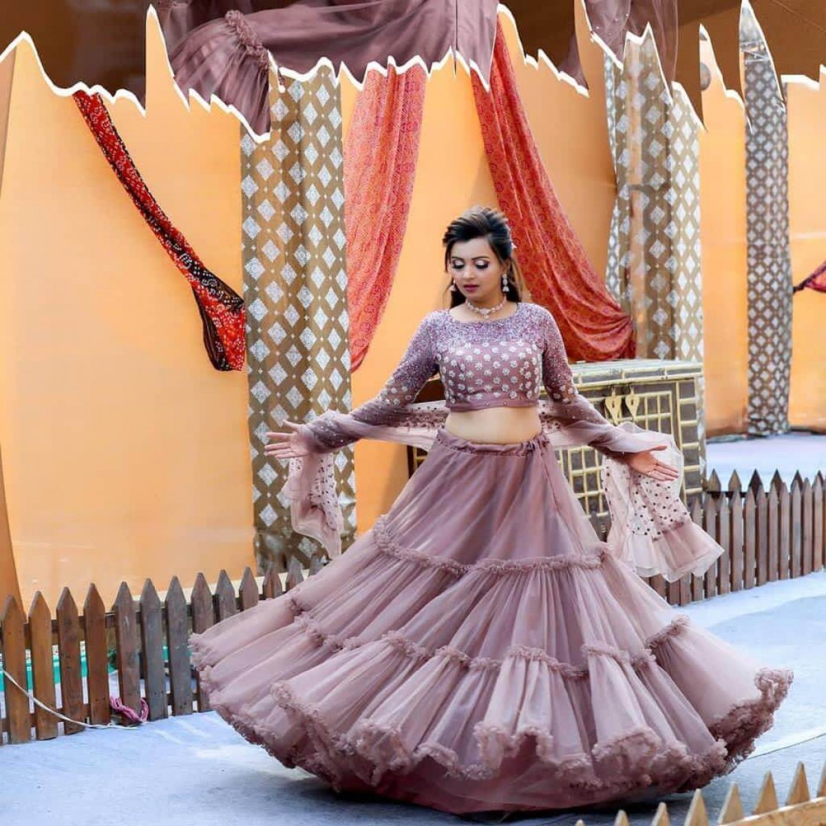 ruffled lehenga choli